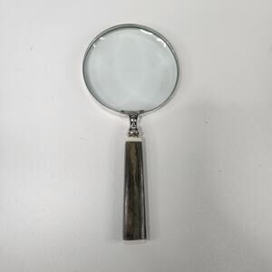 Vintage Large Magnifying Glass 4" lens With Faux Horn Handle 10"